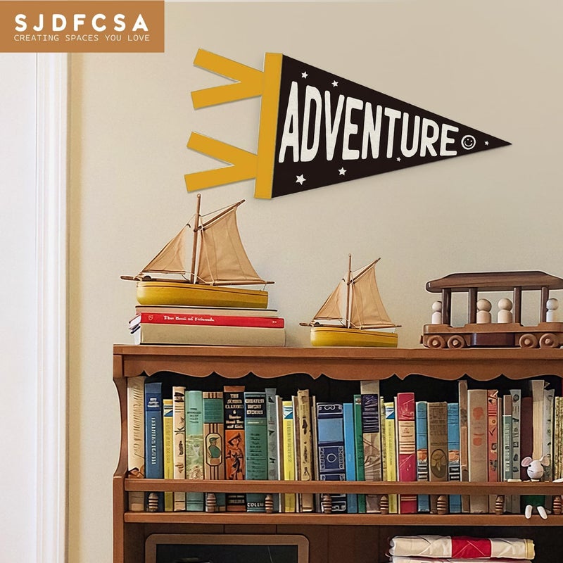 SJDFCSA Boy Nursery Decor, Adventure Sign Wall Hanging Pennant Flag Banner, Adventure Nursery Wall Decorations for Kids Toddler Boys Room Bedroom Playroom Decor - Image 4